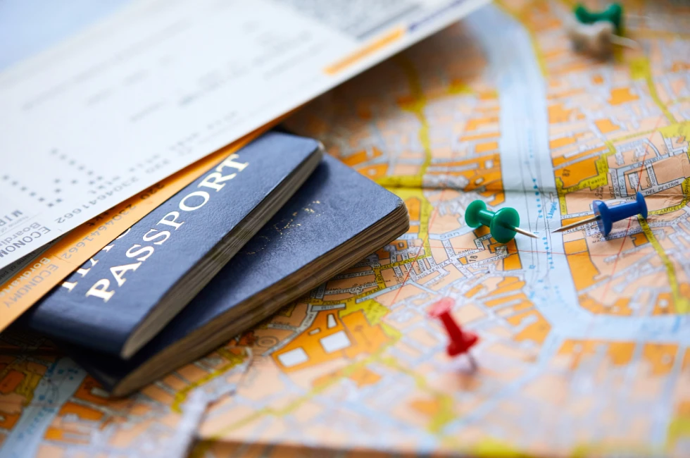 Traveler picking an eSIM data plan on mobile device